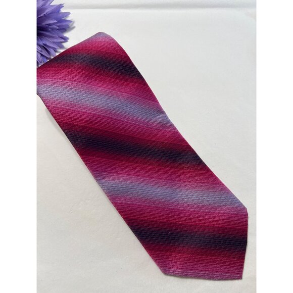 Vintage Striped Tie With Union Jack Lining In Pink Purple - Picture 5 of 9